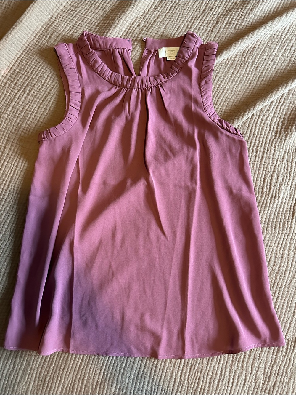 LOFT Mauve Sleeveless Ruffle-Trim Camisole